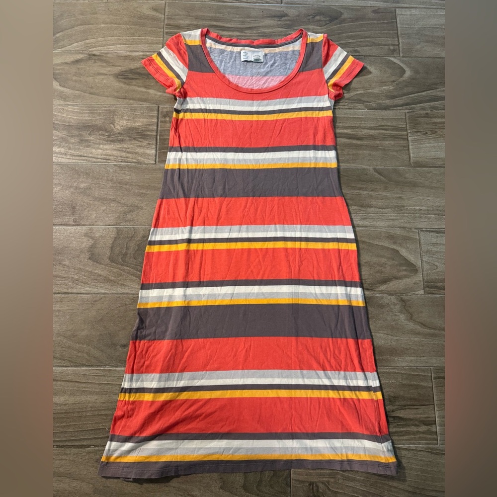 Saturday Sunday Vibrant Striped Maxi Dress in Red and Yellow, S